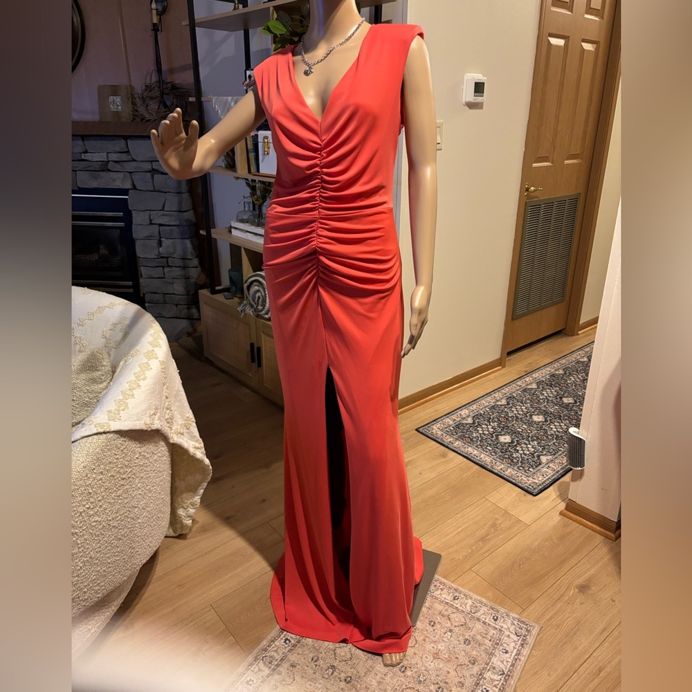 Carla Ruiz NEW Orange Melon Elegant Evening Gown Made in Spain SIZE 8 GORGEOUS